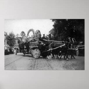 Pôster Portland, OU cavalos cor-de-rosa da parada do