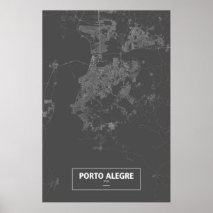 Poster Porto Alegre, Brasil (branco no preto)