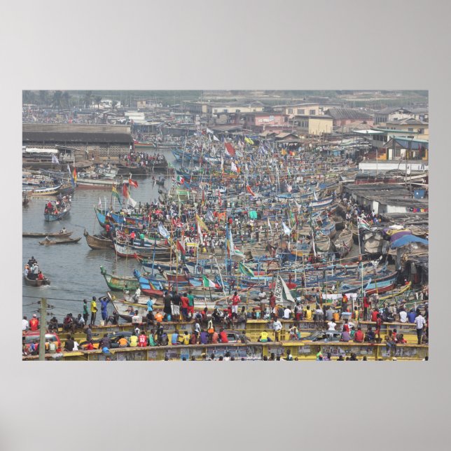 Poster Porto da cidade de Slave, Elmina, Gana, África Oci (Frente)