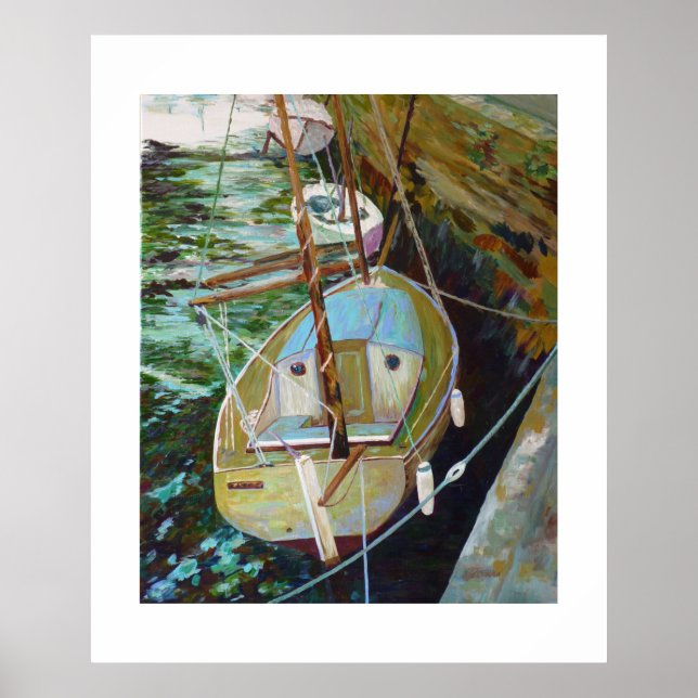 Poster porto d'Audierne à marée basse (Frente)