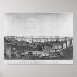 Pôster Porto de Boston, 1854