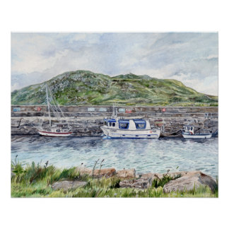Pôster Porto de Cleggan, Connemara, Cartaz Glossy de Galw