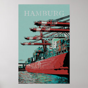 Poster Porto de Hamburgo - Porto alemão cênico
