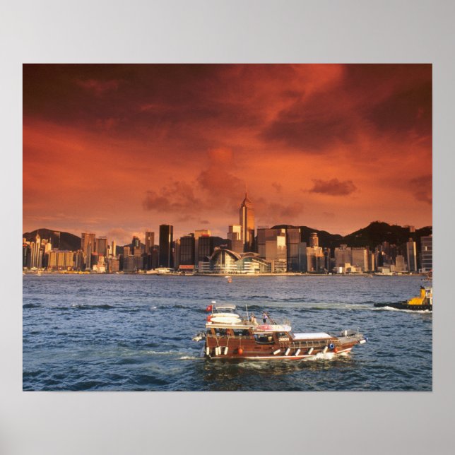 Pôster Porto de Hong Kong ao Pôr-do-Sol (Frente)