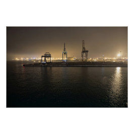 Pôster Porto de Hull à Noite – Docklands Industriais