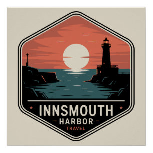 Pôster Porto de Innsmouth – Crachá de Viagem Vintage