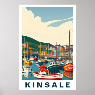 Poster Porto de Kinsale Irlanda Arte de Viagem Vintage