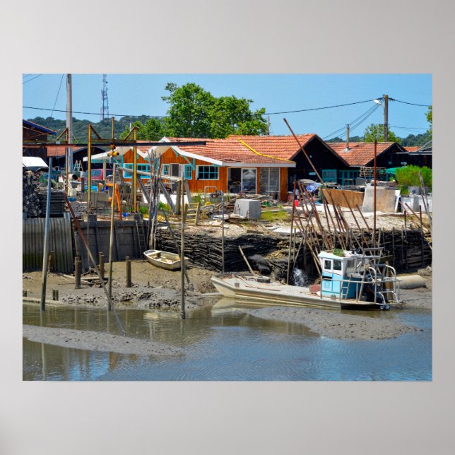 Poster Porto de La Teste de Buch em França Postcard Magne (Frente)
