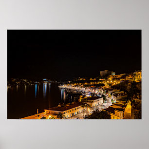 Poster Porto de Mahon à noite - Minorca, Espanha