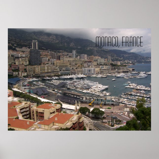 Poster Porto de Mônaco e Iates de Luxo Riviera Francesa (Frente)