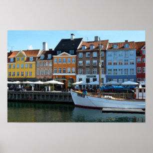 Pôster Porto de Nyhavn, Copenhaga, Dinamarca