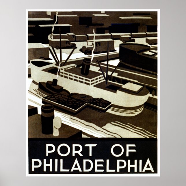 Poster Porto de Philadelphia WPA (Frente)