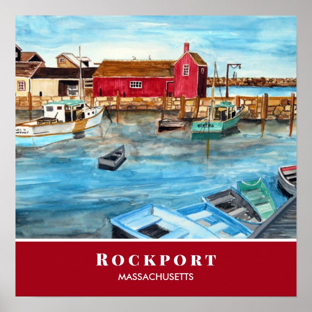 Poster Porto de Rockport Massachusetts Nova Inglaterra EU (Frente)