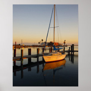 Poster Porto de Rockport, Texas ao pôr do sol