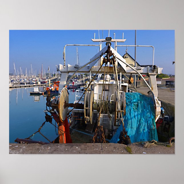 Poster Porto de Santo-Vaast-la-Hougue, França (Frente)