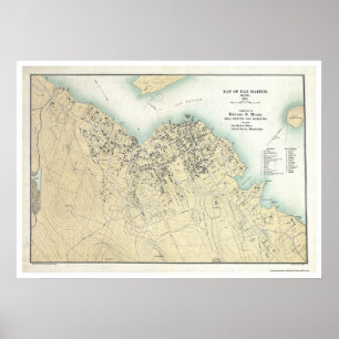 Pôster Porto do bar, MIM mapa 1896 do plano