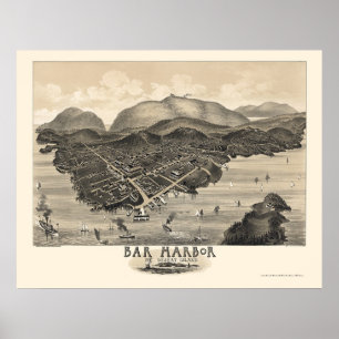 Poster Porto do bar, MIM mapa panorâmico - 1886