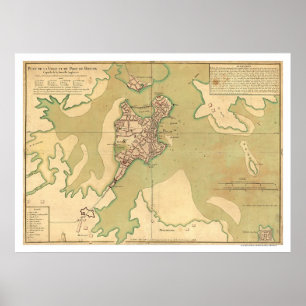 Pôster Porto do mapa 1764 de Boston Massachusetts