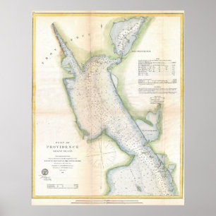 Poster Porto do vintage do providência Rhode - mapa da