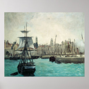 Pôster Porto em Calais por Manet, arte do impressionismo