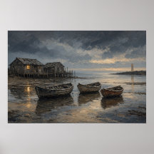 Porto em Lamplight Coastal Painting