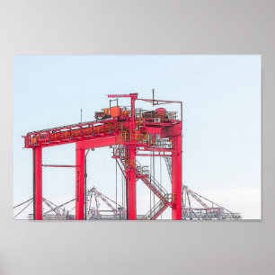 Poster Porto industrial de Harbour Port Crane Sketch