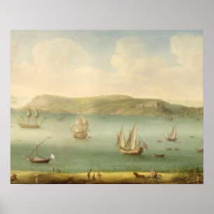 Pôster Porto Mahon, Minorca, 1730's (óleo em canvas)