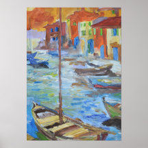 Pôrto Mediterrâneo Impressionista Barcos