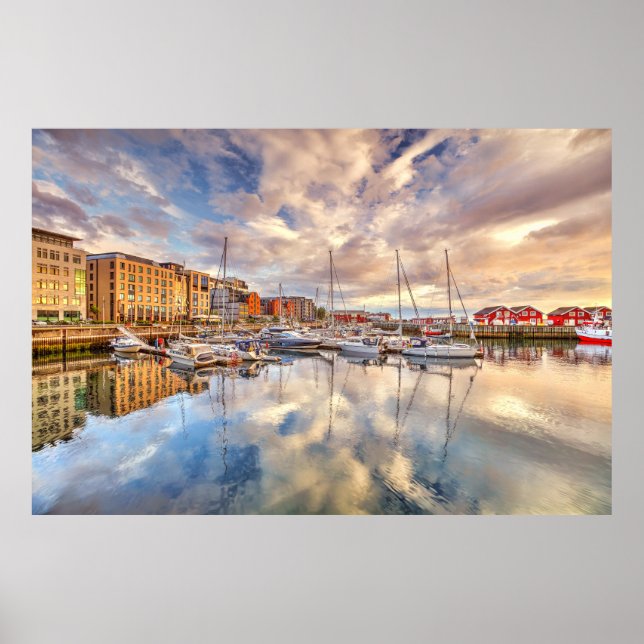Poster Porto pitoresco de Bodo, Noruega (Frente)