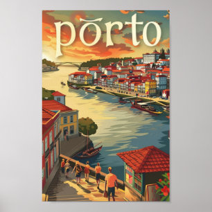 Poster Porto Portugal Famoso Local de Viagens vintage