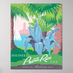 Poster Porto Rico Apresentou Imagens Vintage