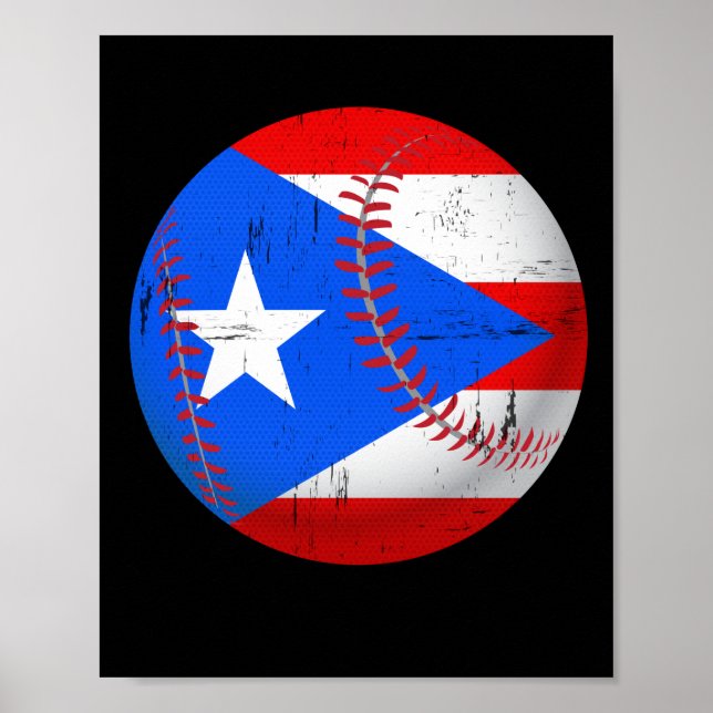 Poster Porto Rico Baseball Flag T-Shirt (Frente)