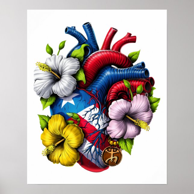 Poster Porto Rico Boricua Heart (Frente)