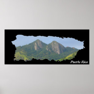 Poster Porto Rico Island Map Cayey