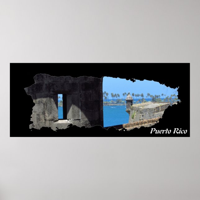 Poster Porto Rico Island Map El Morro (Frente)
