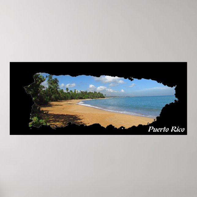 Poster Porto Rico Island Map Luquillo Beach (Frente)