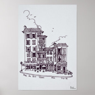 Poster Porto Rue du Vieux em Nice Antigo Nice, França