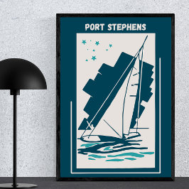 Poster Porto Stephens na Austrália - Vintage Sailing