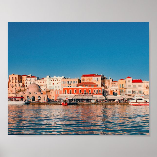 Poster Porto veneziano em Chania à hora azul, Creta, (Frente)