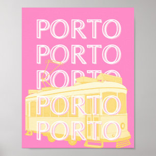 Poster Porto Viagem Art, Portugal, rosa