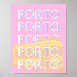 Poster Porto Viagem Art, Portugal Viagem de Arte, Pink