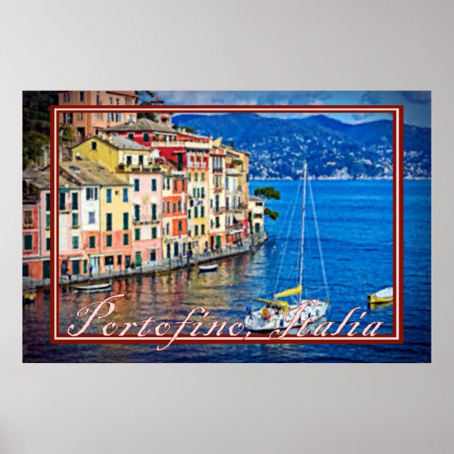 Poster Portofino, Itália - Efeito de pintura (Frente)