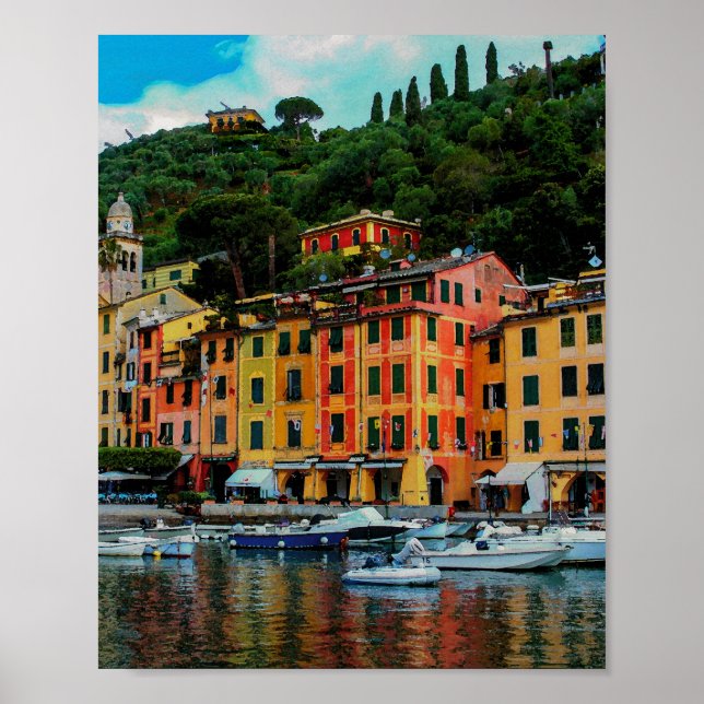 Poster Portofino Itália Ligúria Riviera Europa Viagem (Frente)