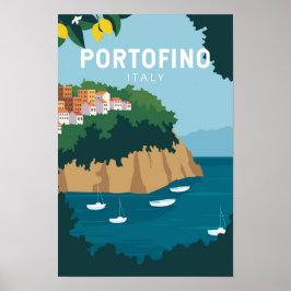 Poster Portofino Itália Retro Viagem Art Vintage