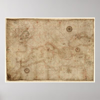 Portolan Chart of the Mediterranean cerca de 1500