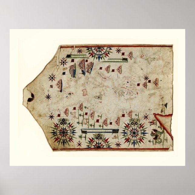 Poster Portolan chart of the Mediterranean (circa 1580) (Frente)