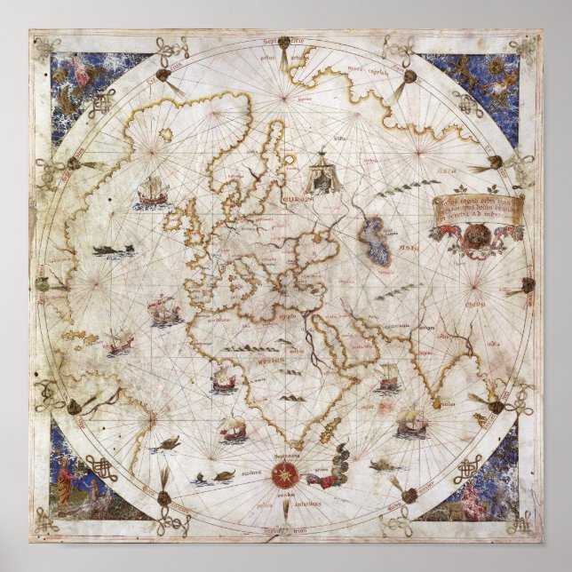 Poster Portolan Chart of the World | 1519 (Frente)