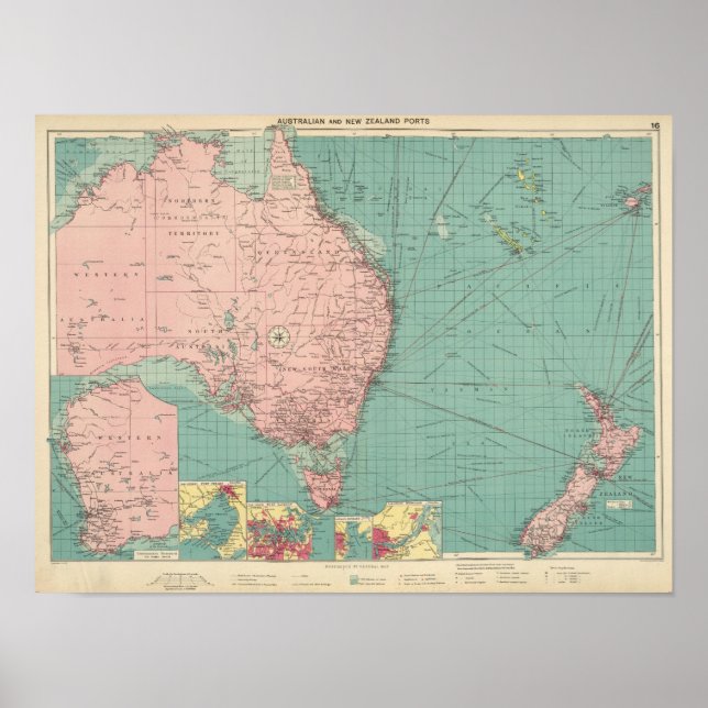 Pôster Portos australianos, Nova Zelândia (Frente)