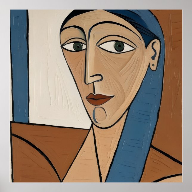 Poster Portrait Cubiste Moderne - Femme Élégante  (Frente)