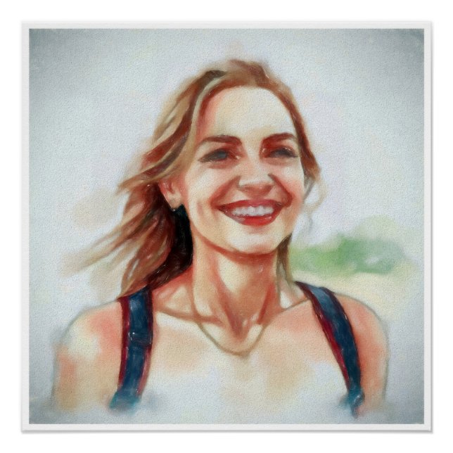 Pôster Portrait de femme style aquarelle (Frente)